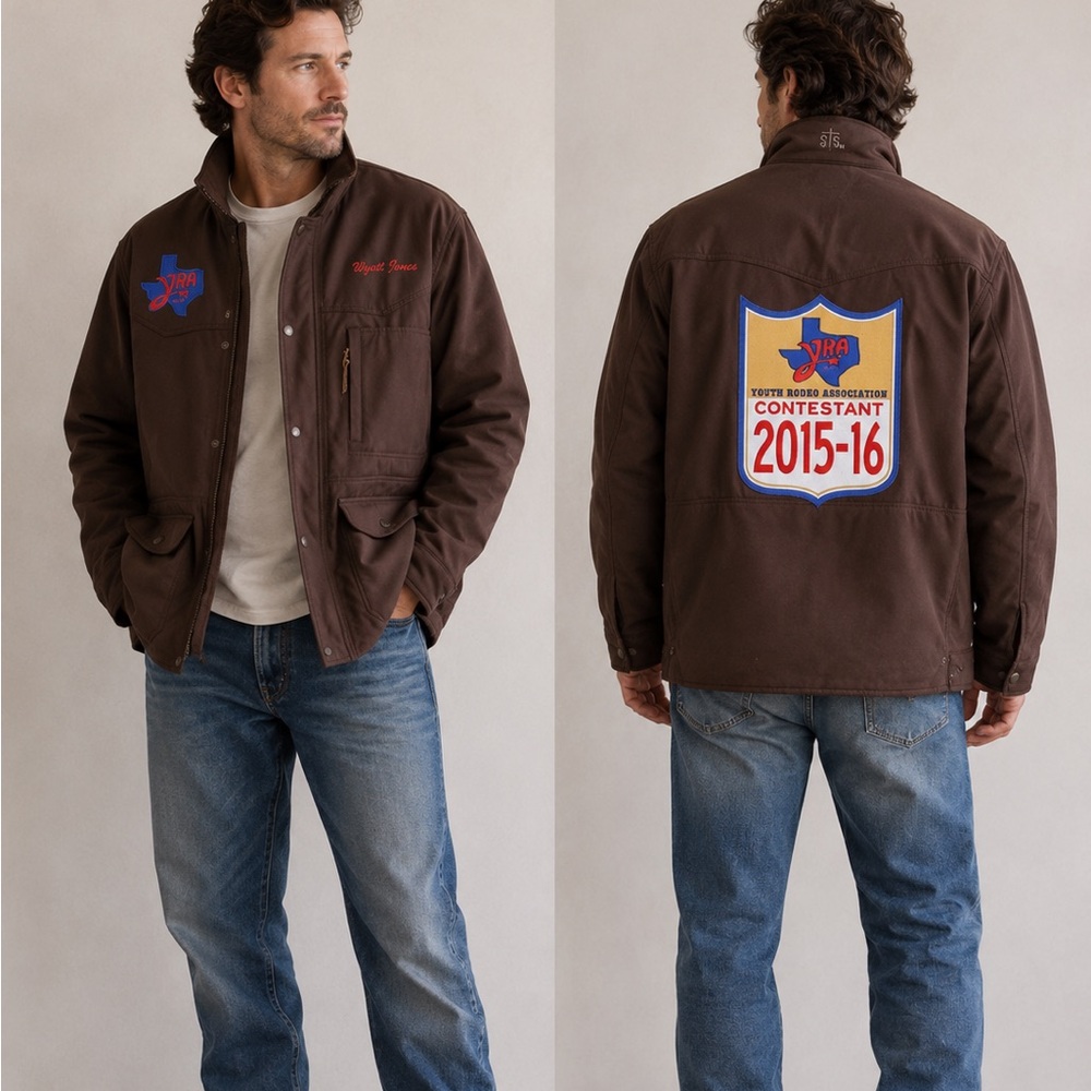 STS Ranchwear Brown Work Jacket with Rodeo Contest Patch L